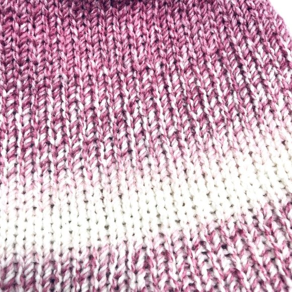 Handmade pom hat rose pink knit slouchy removable faux fur pompom adult winter - Picture 4 of 12